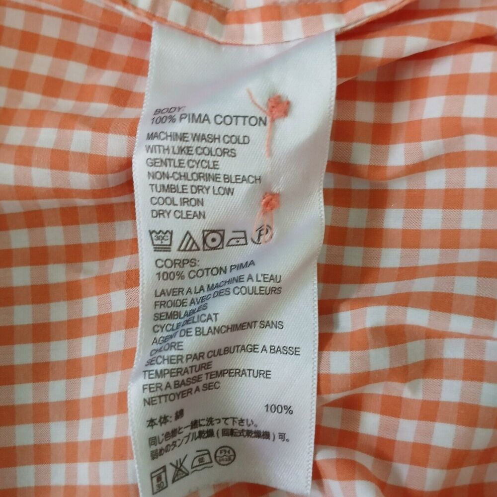Tommy Bahama Dress Shirt Men L Orange Check Long Sleeve Button Up Pima Cotton - Picture 9 of 15